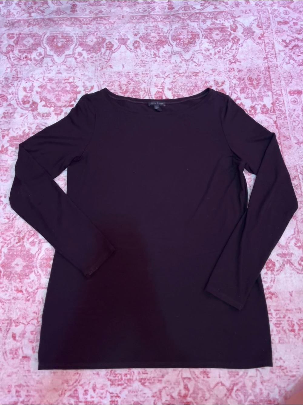 Eileen Fisher Long-Sleeve Crewneck Top Black